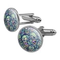 thumbnail image 1 of Zombie Pattern Dead Corpses Undead Horror Round Cufflink Set Silver Color, 1 of 6