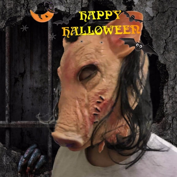Zombie Pig Spooky mask for Halloween 30cm/11.8in Silicone Horror Prop for Haunted House and Theatre Parties