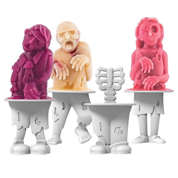 Reusable DIY Ice Cream Maker for Easy-Release Homemade Popsicles 4-Piece Zombie Popsicle Mold Set