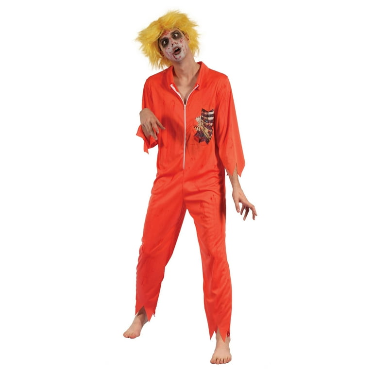Zombie Prisoner Man Orange Boiler Suit Adult Costume Chest Size 44 Zombie Prisoner Man Orange Boiler Suit Adult Costume Chest Size 44