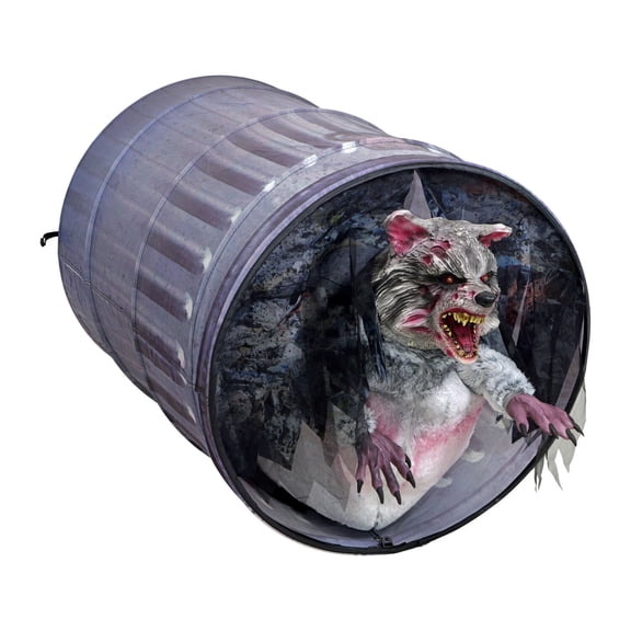 Zombie Raccoon Halloween Animatronic with Red LED Eyes & Sound, 2-Ft, by Haunted Hill Farm
