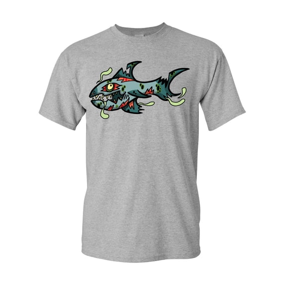 Zombie Shark Undead Animals Adult DT T-Shirt Tee
