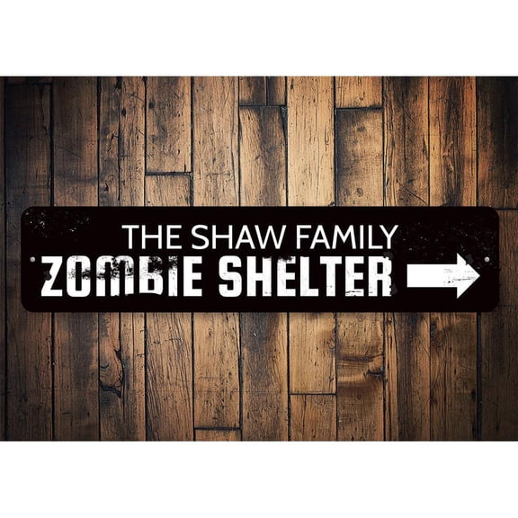 Zombie Shelter Novelty Decor, Metal Wall Sign - 4x18 Inches