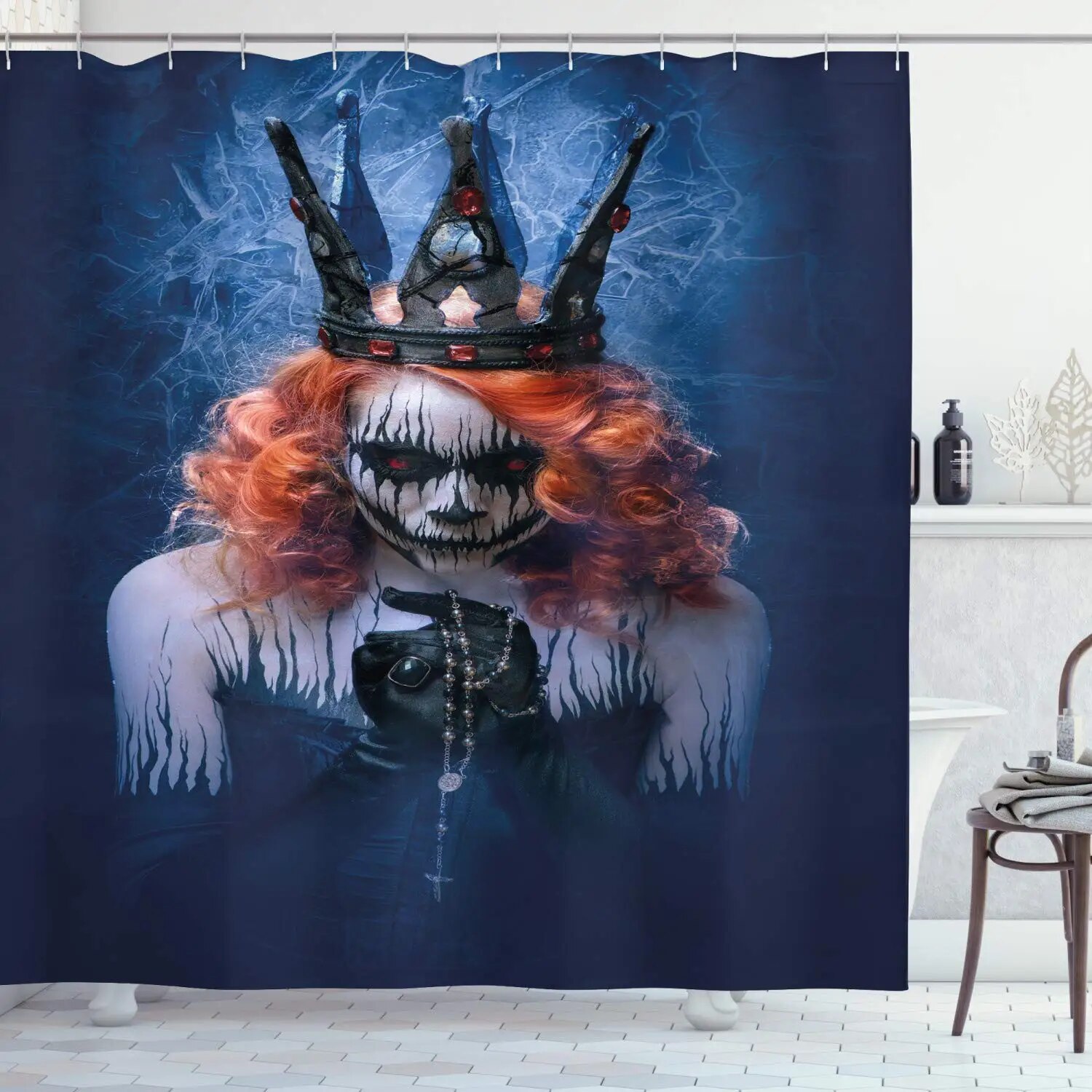Zombie Shower Curtain Angry Dead Woman Sacrifice Fantasy Design Mystic