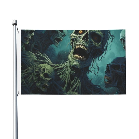 Zombie Skull Art Flag 3X5 Ft Garden Yard House Flags Banner Sign Outdoor Indoor Party Home Garden Decoration