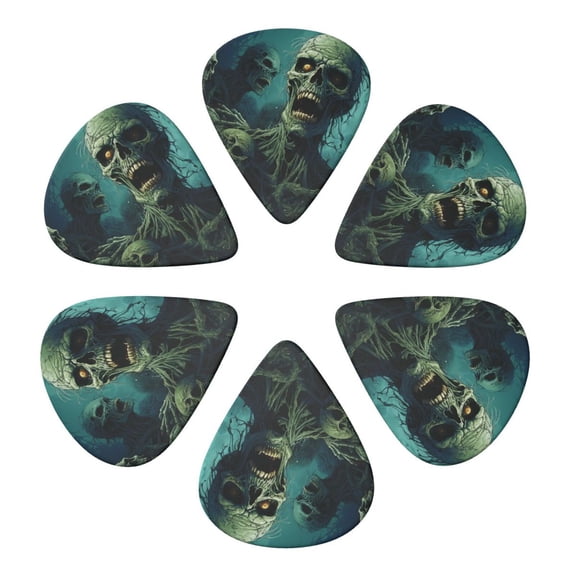Zombie Skull Art Guitar Pick 6 Pack for Bass Acoustic Electric Guitars Lovers Gift 0.96mm
