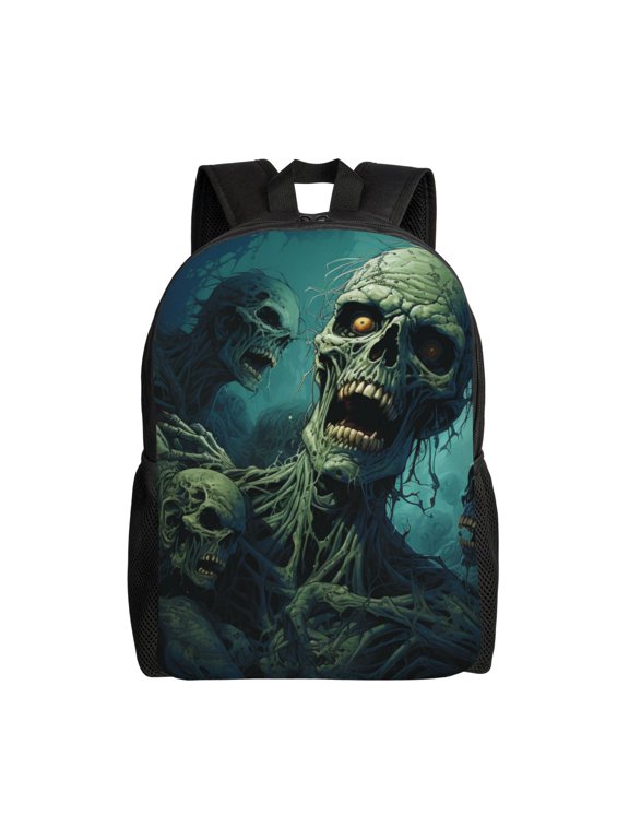Zombie Skull Art Laptop Backpack, Padded 15.6 Inch Computer Compartment, Casual Travel Work Daypack