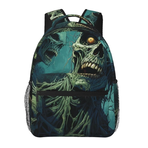 Zombie Skull Art Laptop Backpack Travel Rucksack for Teens Adults, Fits 15-inch Notebook