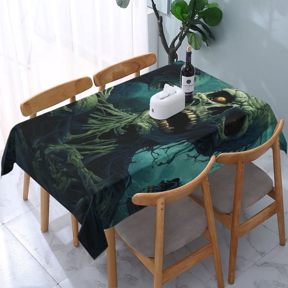 Zombie Skull Art Rectangular Tablecloth 54"x 72" Waterproof Rectangle Table Cover Cloth for Kitchen Dining Room Picnic Home Party