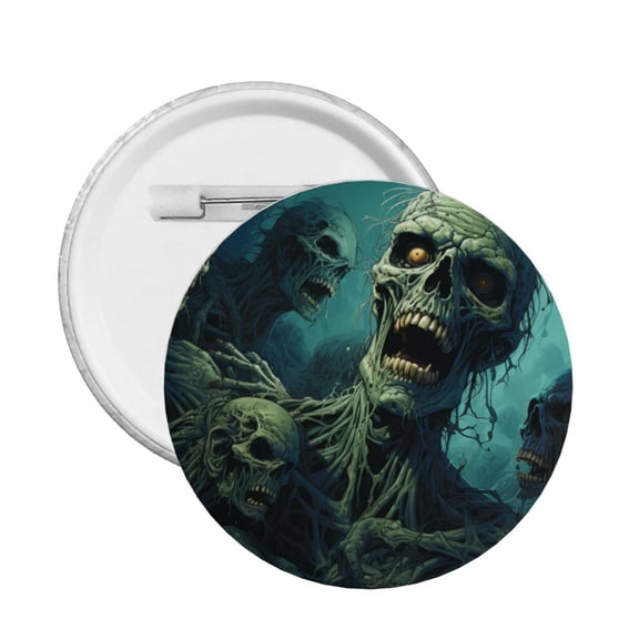 Zombie Skull Art Round Button Pin Badge 5PCS Pinback Buttons Lapel Pin for Jacket, Backpack, Hat, Party Favor, Gift