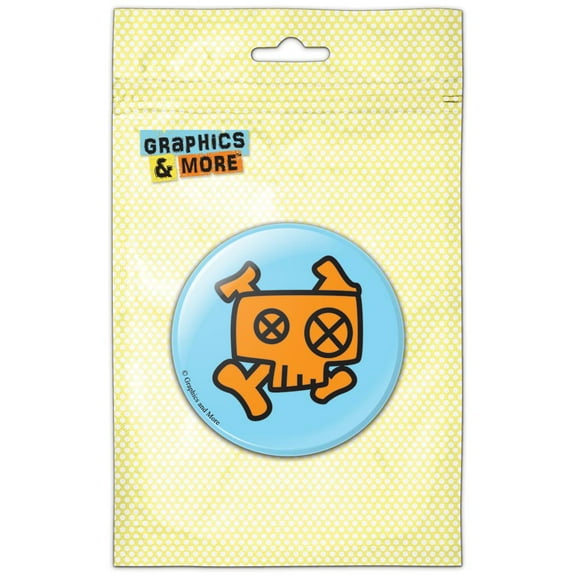 Zombie Skull Face Orange Pinback Button Pin Badge