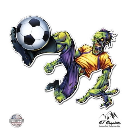 Zombie Soccer - 3" Vinyl Sticker - For Car Laptop I-Pad Phone Helmet Hard Hat - Waterproof Decal