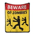 thumbnail image 1 of Zombie Soft Flannel Fleece Throw Blanket, Beware of the Zombies Fiction Humor Sign Warning Emblem Modern Graphic Art, Cozy Plush for Indoor and Outdoor Use, 50" x 70", Yellow Black Red, by Ambesonne, 1 of 5