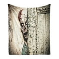 thumbnail image 1 of Zombie Soft Flannel Fleece Throw Blanket, Dead Man in Abandoned Old House Hell Style Mystery Blood Vampire Design, Cozy Plush for Indoor and Outdoor Use, 70" x 90", Jade Green Cream, by Ambesonne, 1 of 5
