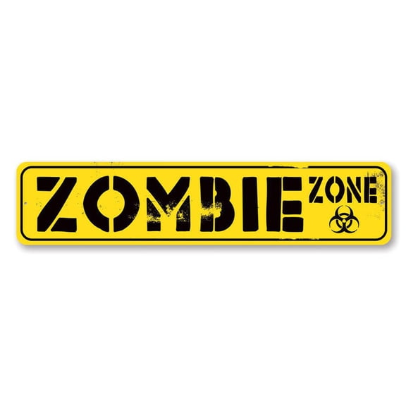 Zombie Street Sign, Zombie Zone Halloween Decorative Sign, Radioactive Zombie Aluminum Sign - 4x18 inches