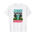 thumbnail image 1 of Zombie Survival Workout Design Halloween Weight Lifter Short Sleeve White T-Shirt, 1 of 5