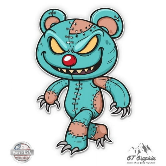 Zombie Teddy Bear - 8" Vinyl Sticker - For Car Laptop I-Pad - Waterproof Decal