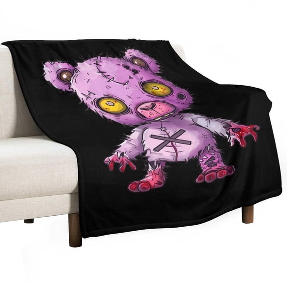 Zombie Teddy Bear Horror Super Soft Blanket Flannel Throw Blanket Flannel Microfiber Blankets for Couch Bed Sofa Fluffy and Warm 60"x80"