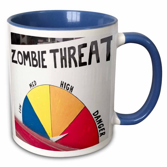 3drose, Zombie Threat Sign, Store, Portland, Oregon, Usa - Us38 Wsu0169 - William Sutton, 11oz Two-tone Blue Mug