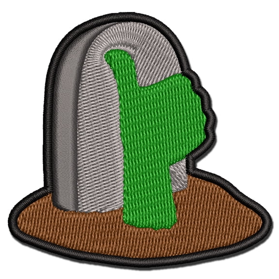 Zombie Thumbs Up Tombstone Grave Applique Multi-Color Embroidered Hook & Loop Patch - 3 Inch Medium