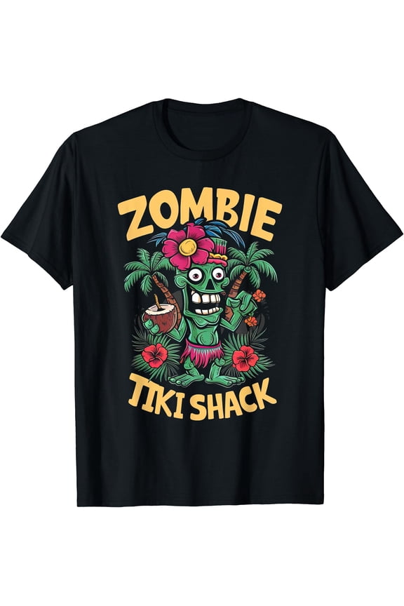 Zombie Tiki Shack Tropical Horror Fan Fun Summer Vacation Unisex S-5XL T-Shirt, Vintage Birthday Gift