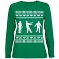 thumbnail image 1 of Zombie Ugly Christmas Sweater Green Womens Long Sleeve T-Shirt - X-Large, 1 of 1