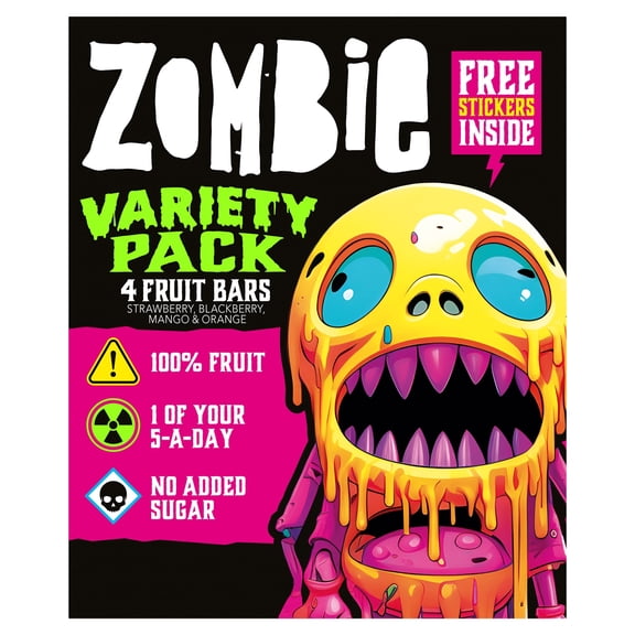 Zombie Variety Fruit Snack Bar Multipack 4x25g, Imported from Britain