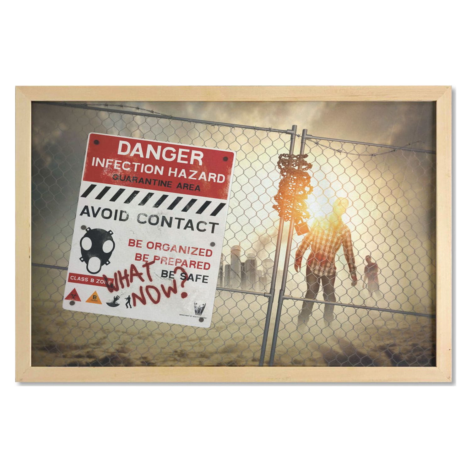 Zombie Wall Art with Frame, Dead Man Walking in Dark Danger Scary Scene Fiction Halloween