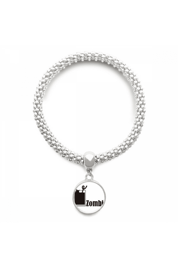Zombie With The Word Zombie Sliver Bracelet Pendant Jewelry Chain Adjustable Bangle