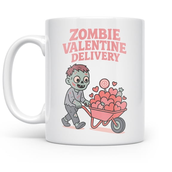 Zombie 11 oz Coffee Mug - Undead Romance Gift for Halloween White Ceramic