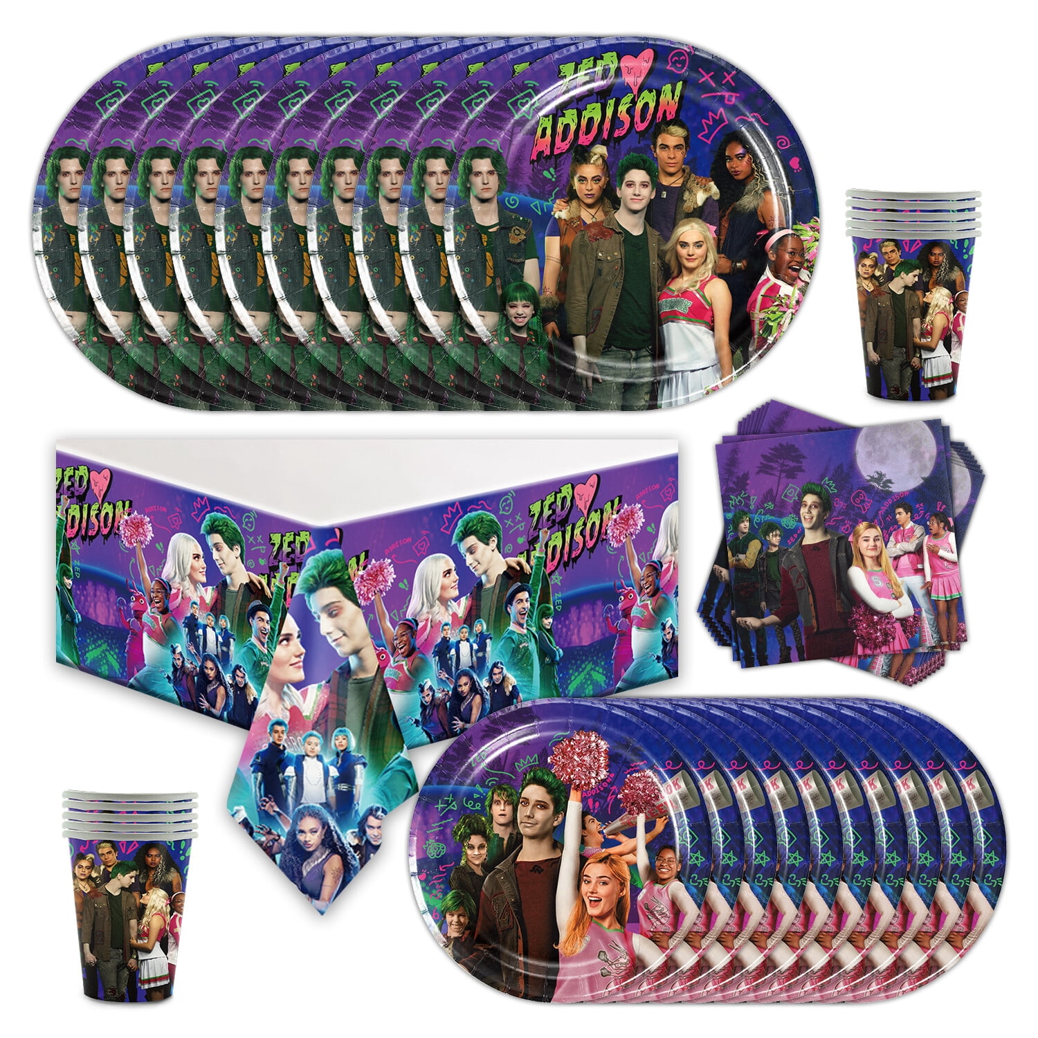 Zombies 3 Birthday Decor Party Supplies Set Plates Cups Tablecloth