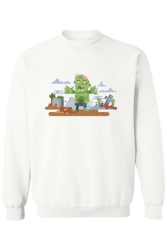 Zombies Attack Sweatshirt Men - Men Sweatshirt, White, 2XL