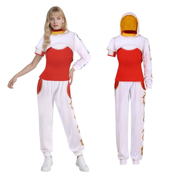 Zombies Costume for Adults Horror Movies Cosplay Costume with Cropped Hoodie for Halloween