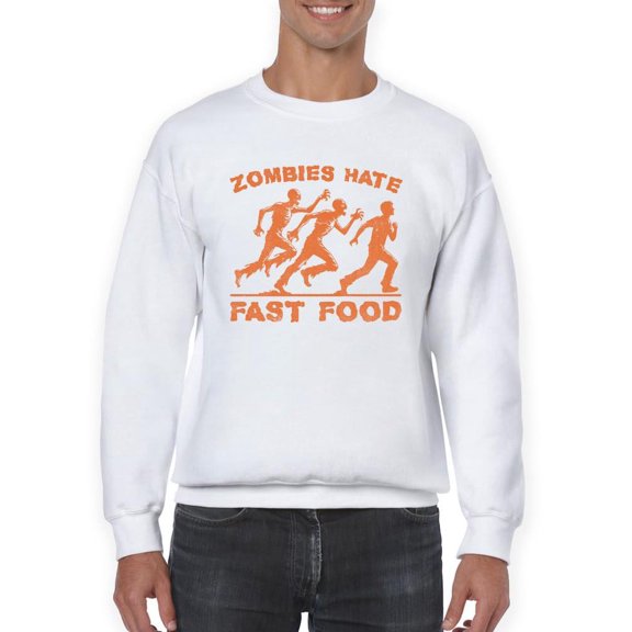 Zombies Hate Fast Food Funny Halloween Graphic - Men's Sweatshirt