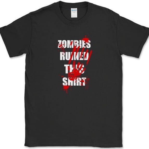 Zombies Ruined This Shirt T-Shirt Funny TWD Apocalypse Costume Tee - Black, 4XL