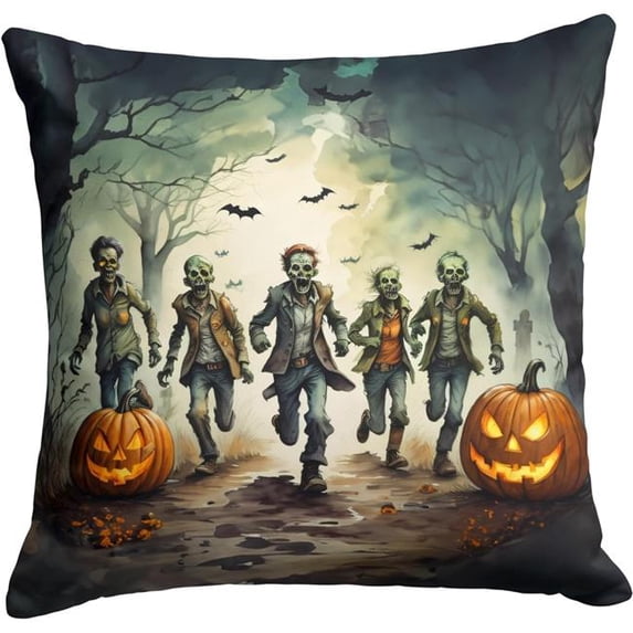 Zombies Spooky Halloween Fabric Decorative Pillow 18 in x 18 in