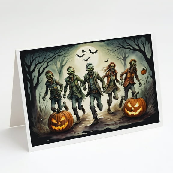 Zombies Spooky Halloween Greeting Cards and Envelopes Pack of 8 7 in x 5 in