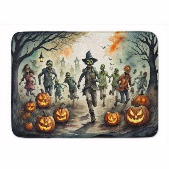 Zombies Spooky Halloween Memory Foam Kitchen Mat 27 in x 19 in