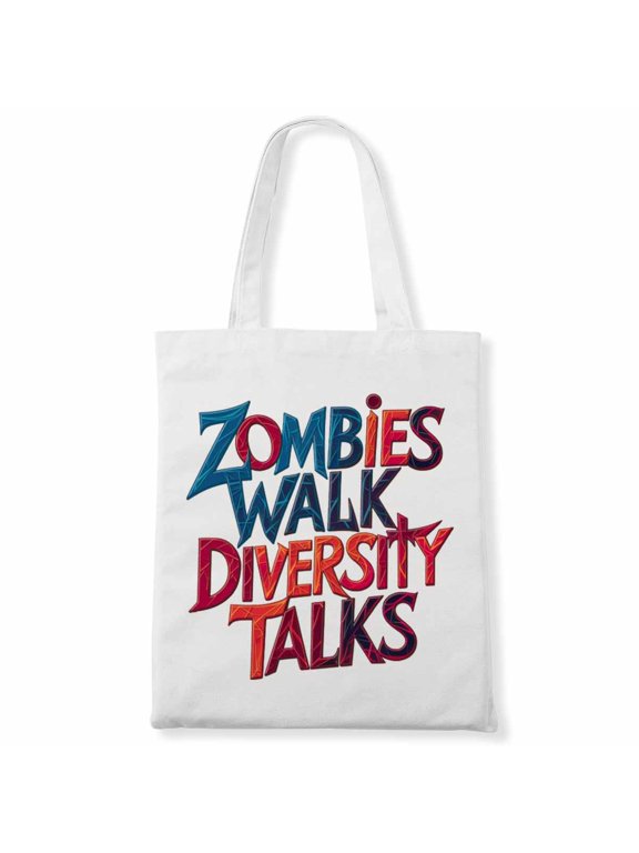 Zombies Walk, Diversity Talks. Funny Mama Happy Halloween Canvas Bag 1Pc