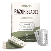 Zomchi Double Edge Razor Blades 2.0, 100 Count Platinum Stainless Steel, Fits All Safety Razors