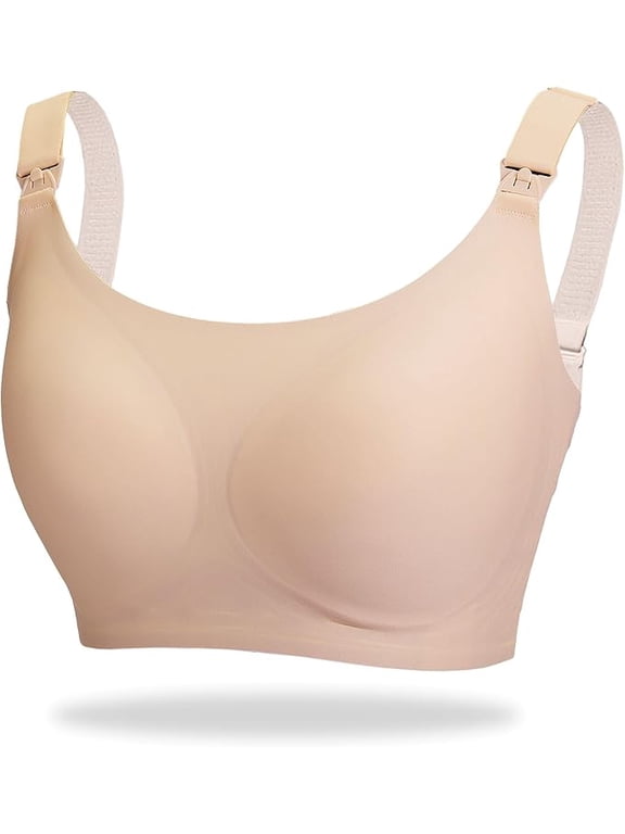 Ultra Comfort Nursing Bras for Breastfeeding Mom,Pregnancy Secure Wireless Seamless Maternity Bra Bralette Sleeping (Color Nude) (Medium)