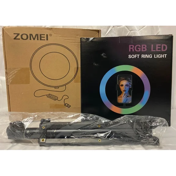 Zomei~ 10In Led Ring Light Tri Pod, Adjustable Stand & Lights, New(Opened Bx)