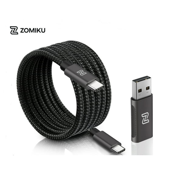 Zomiku - USB-C Nylon and Kevlar Braided Cable (5 ft) 100W/5A Fast Charging, 5Gbps Data Transmission Speed, Includes OTG/3.0 Computer Adapter, USB-C to USB, Compatible with All Devices and Brand.