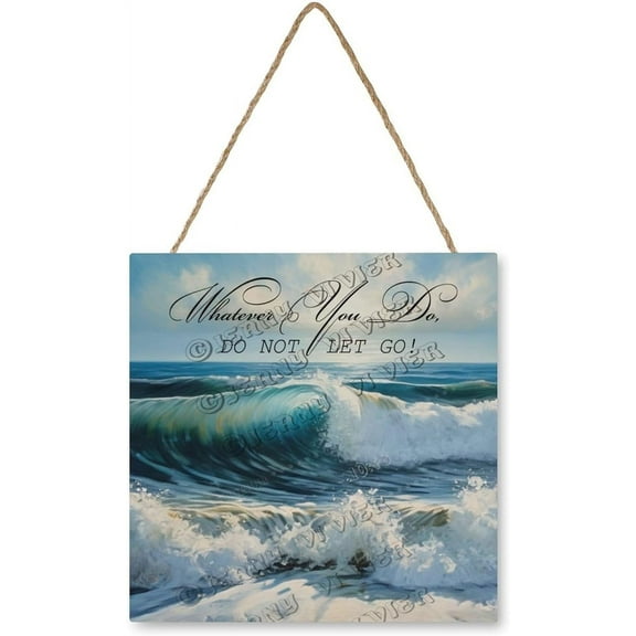 Zomyto 12x12 In Square Hanging Wood Sign Ocean Wave Inspirational Quote Wooden Wall Decor