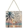 thumbnail image 1 of Zomyto 12x12 In Square Hanging Wood Sign Palm Sunset Bible Wooden Sign, 1 of 8