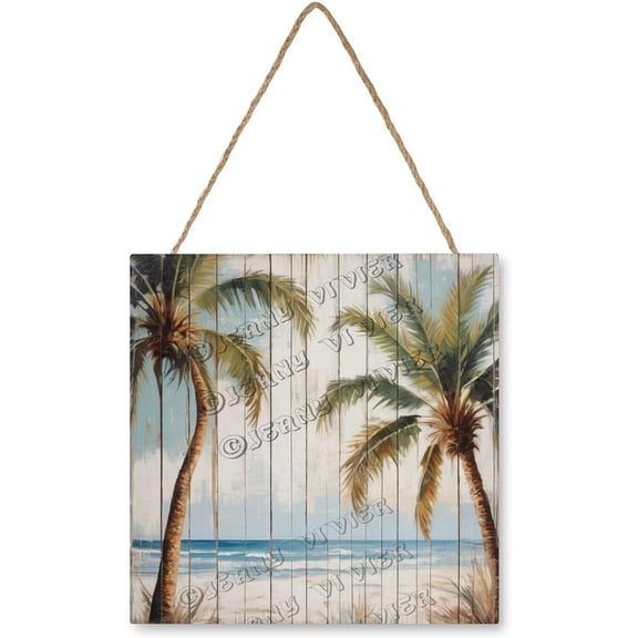 Zomyto 12x12 In Square Hanging Wood Sign Palm Tree Wall Decor
