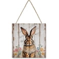 thumbnail image 1 of Zomyto 12x12 In Square Hanging Wood Sign Rabbit Wood Wall Art, 1 of 8
