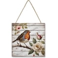 thumbnail image 1 of Zomyto 12x12 In Square Hanging Wood Sign Robin Theme Wall Art, 1 of 8