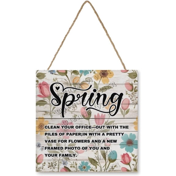 Zomyto 12x12 In Square Hanging Wood Sign Spring Wooden Wall Decor