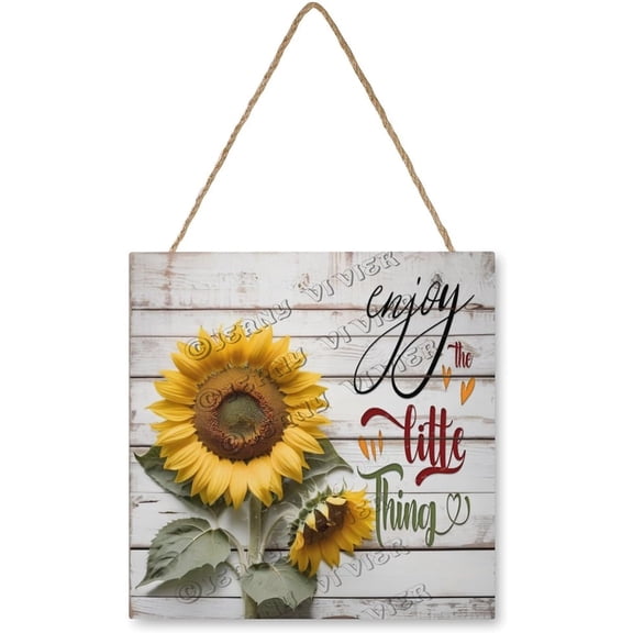 Zomyto 12x12 In Square Hanging Wood Sign Sunflower Rustic Wall Decor